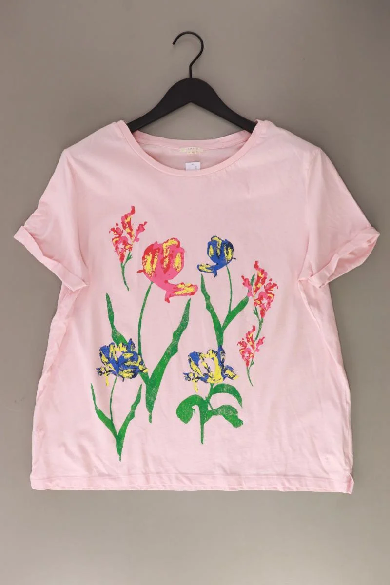 Esprit Printshirt Gr. XXL mit Blumenmuster Kurzarm rosa aus Baumwolle