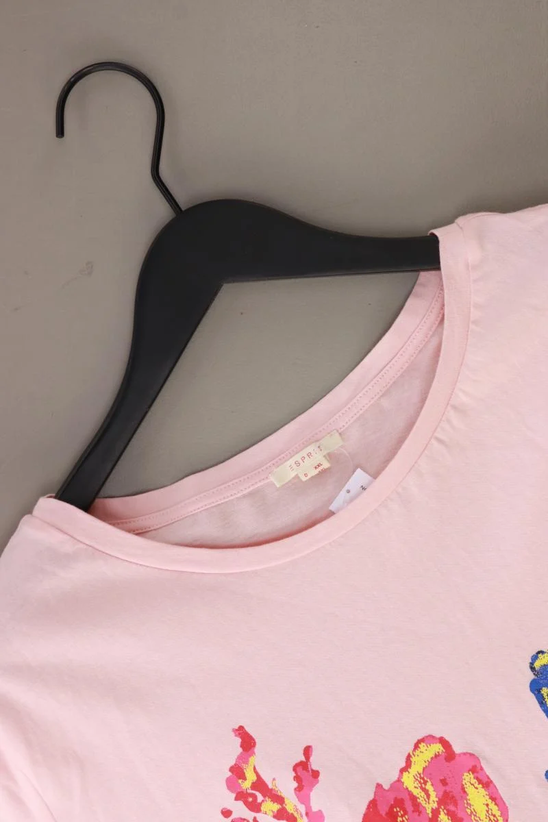 Esprit Printshirt Gr. XXL mit Blumenmuster Kurzarm rosa aus Baumwolle