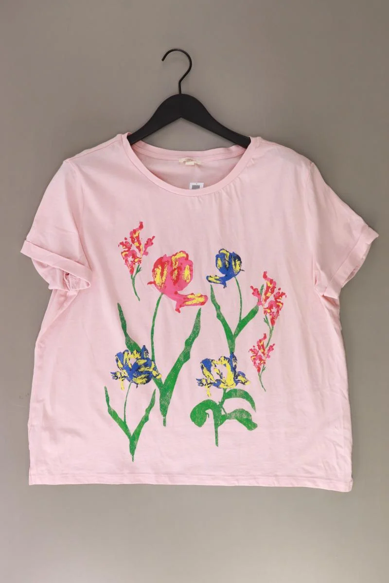 Esprit Printshirt Gr. XXL mit Blumenmuster Kurzarm rosa aus Baumwolle