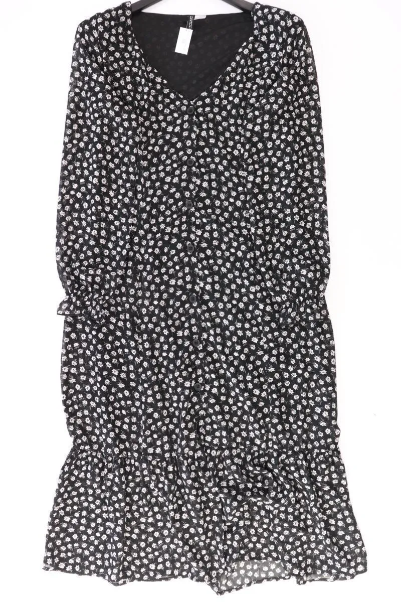 H&M Maxikleid Gr. 40 mit Blumenmuster Langarm schwarz aus Polyester