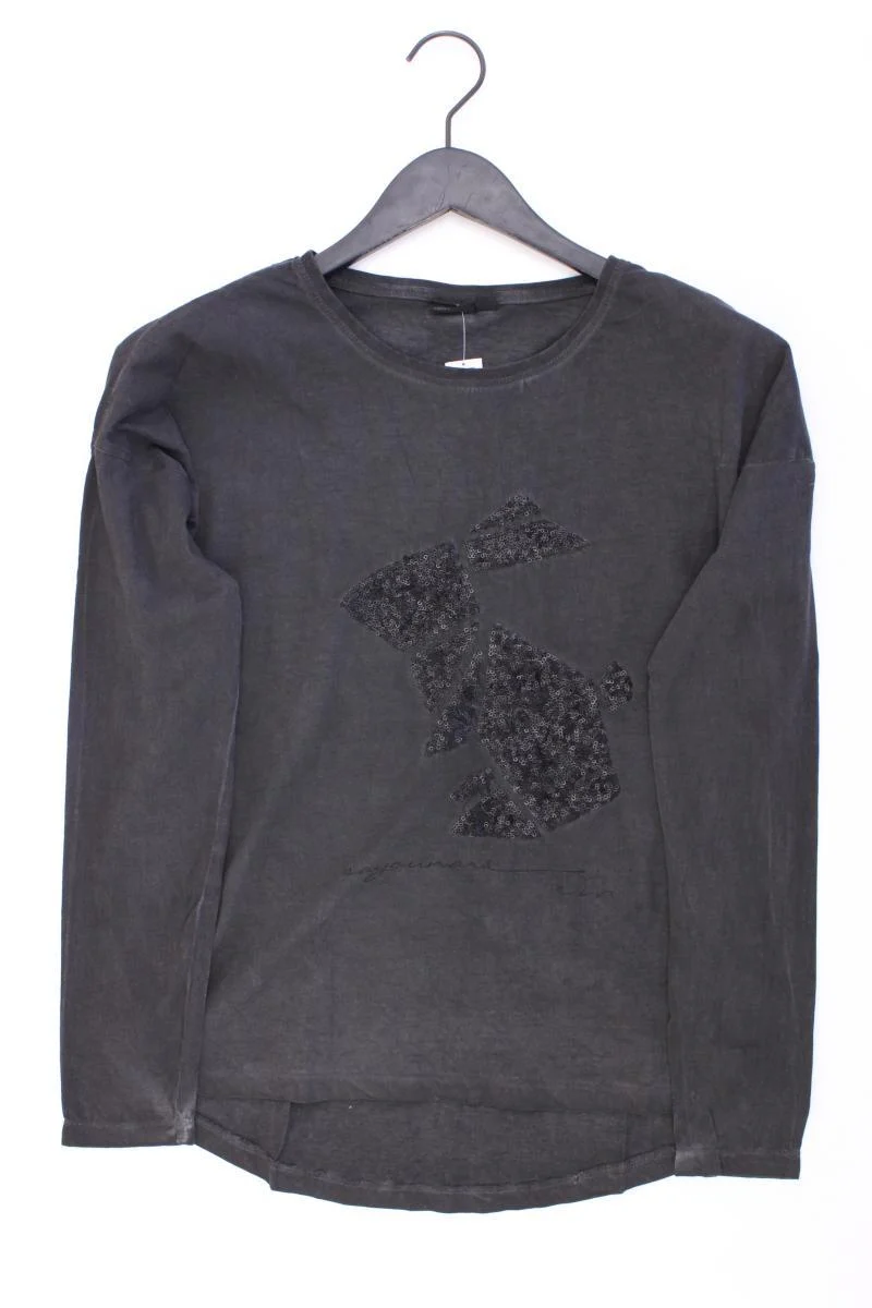 Eight2Nine Longsleeve-Shirt Gr. S Langarm mit Pailletten grau aus Baumwolle