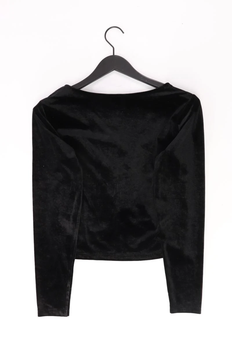 Monki Shirt mit V-Ausschnitt Gr. XL Langarm schwarz aus Polyester