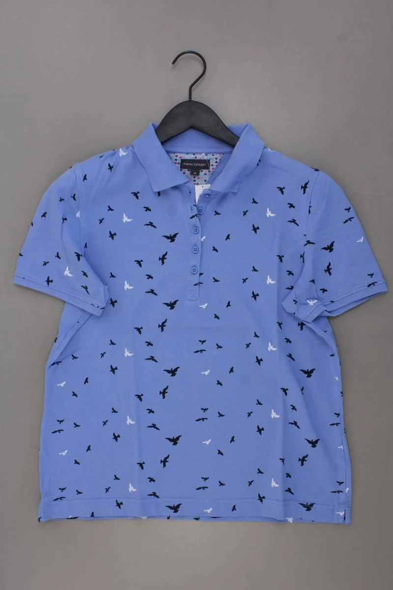 Franco Callegari Poloshirt mit Vogelmuster Gr. 40 Kurzarm blau aus Baumwolle