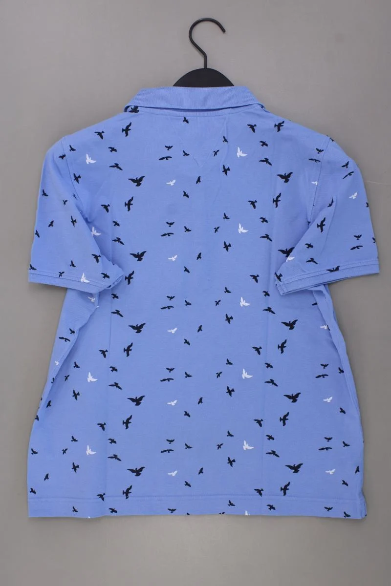 Franco Callegari Poloshirt mit Vogelmuster Gr. 40 Kurzarm blau aus Baumwolle
