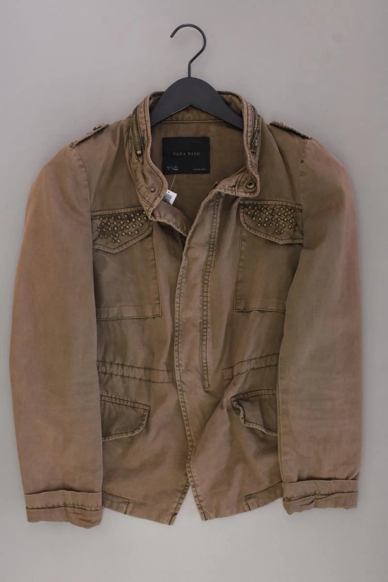 Zara Übergangsjacke Gr. M mit Nieten braun aus Baumwolle