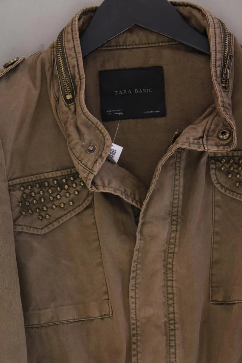 Zara Übergangsjacke Gr. M mit Nieten braun aus Baumwolle