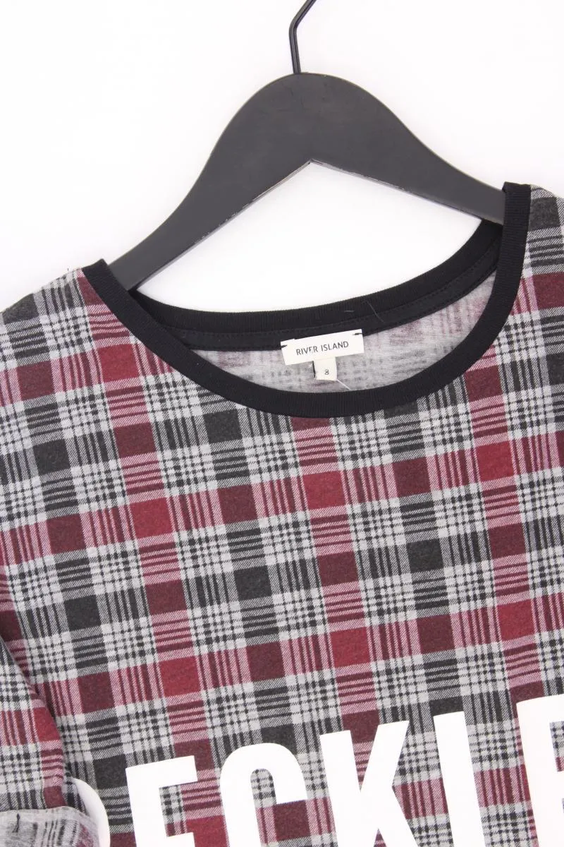 River Island Cropped Shirt Gr. 34 kariert Kurzarm grau aus Baumwolle
