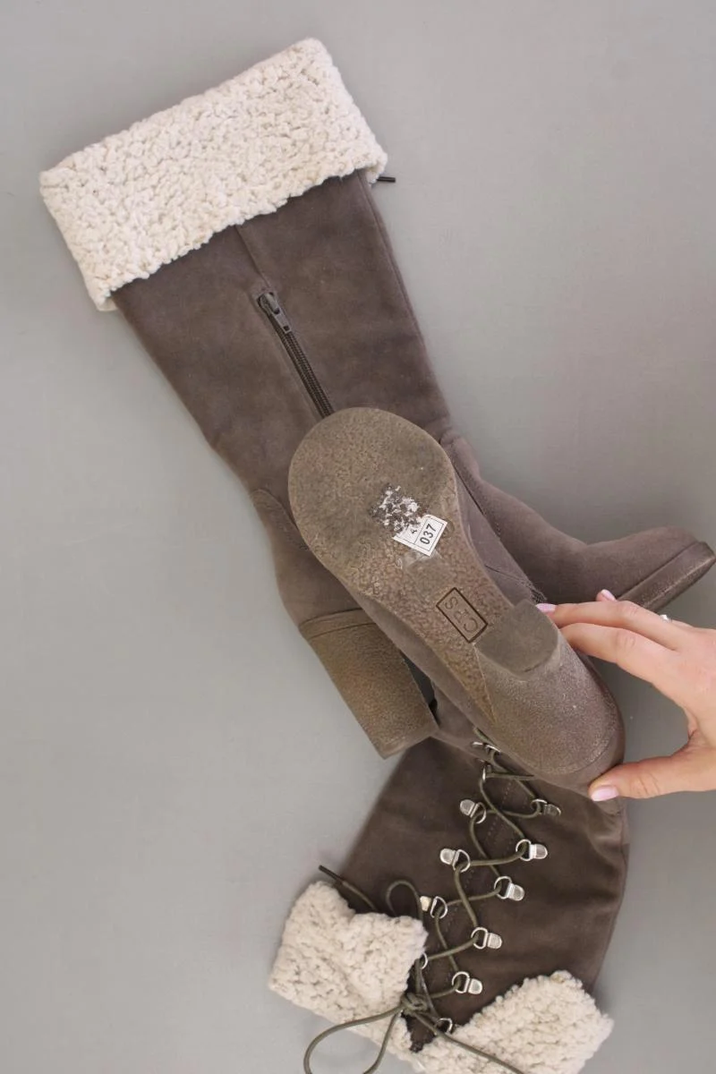 High-Heel Stiefel Gr. 37 braun aus Kunstleder