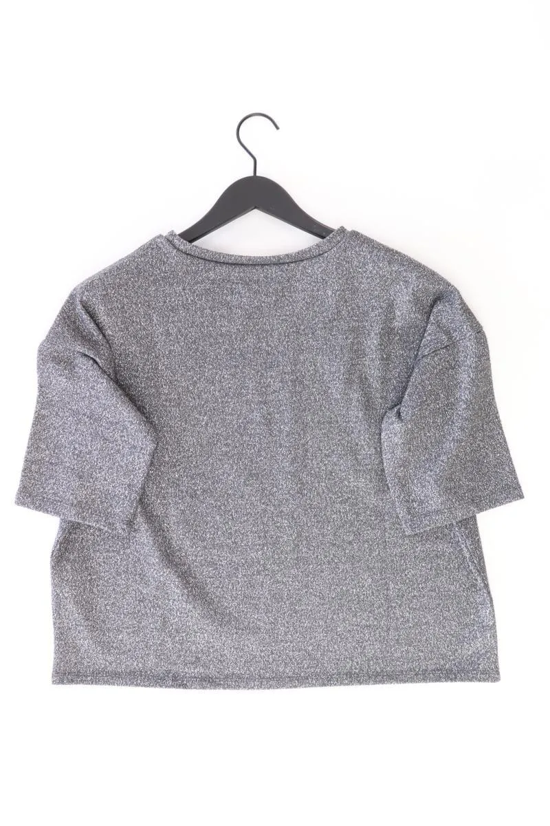 Zara Cropped Shirt Gr. M Kurzarm mit Glitzer silber aus Polyester