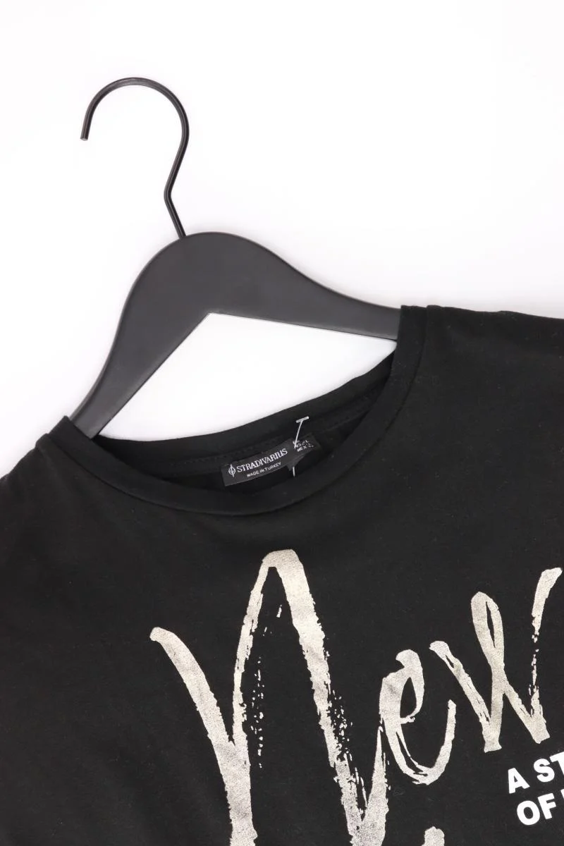 Stradivarius Printshirt Gr. XL Kurzarm schwarz aus Baumwolle