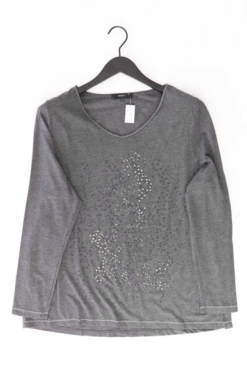 Bonita Longsleeve-Shirt Gr. XL Langarm mit Nieten grau