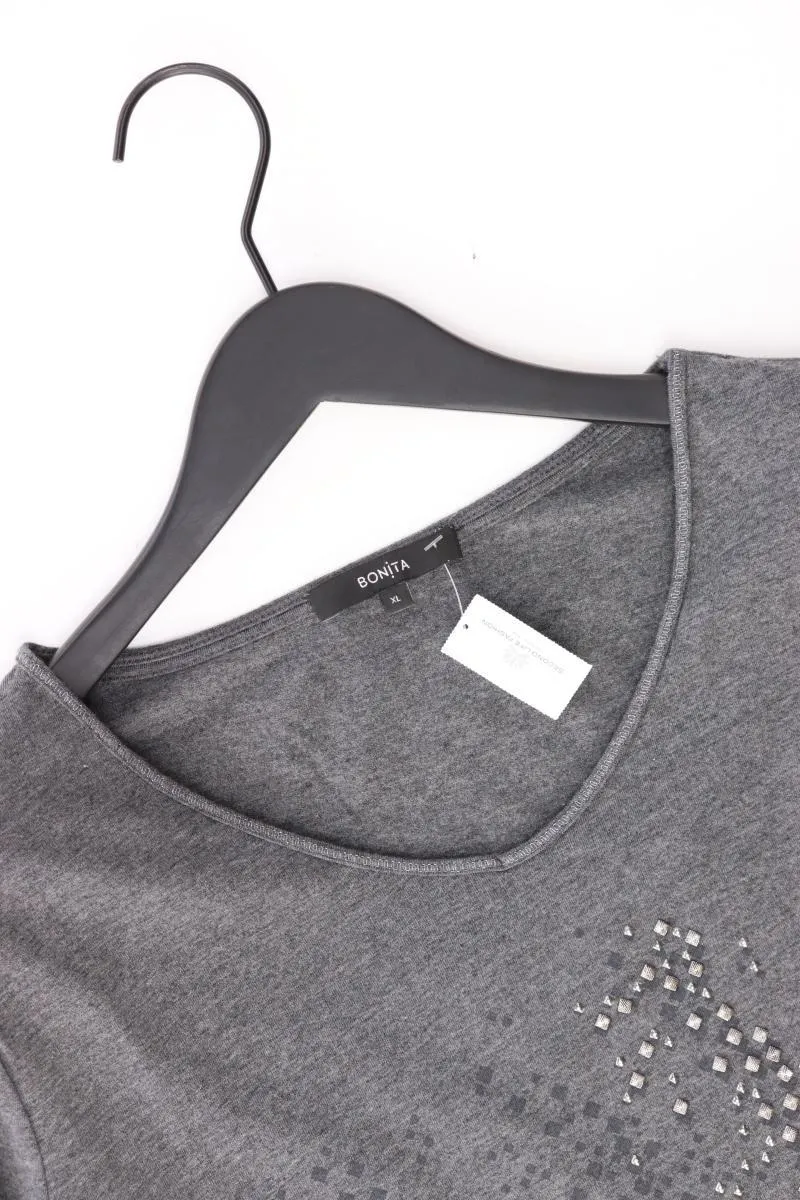 Bonita Longsleeve-Shirt Gr. XL Langarm mit Nieten grau