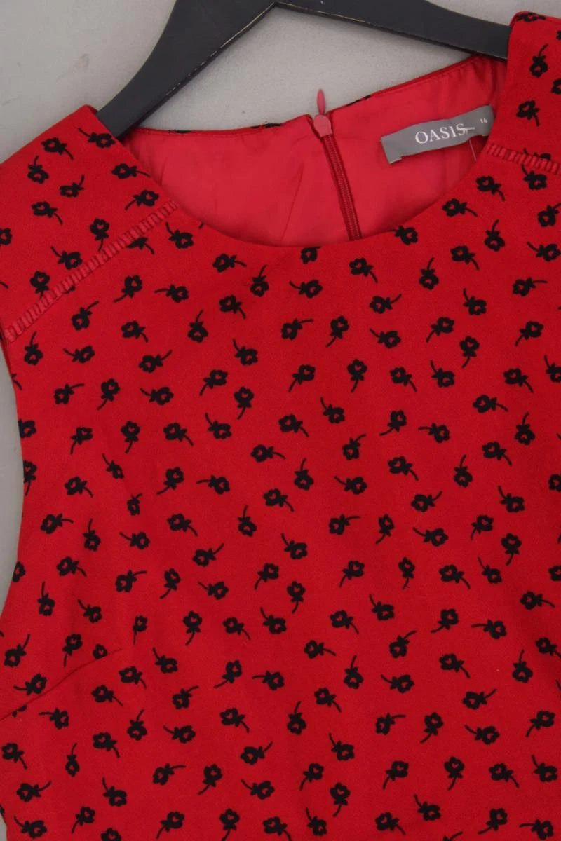 Oasis Midikleid Gr. 42 mit Blumenmuster Ärmellos rot aus Polyester
