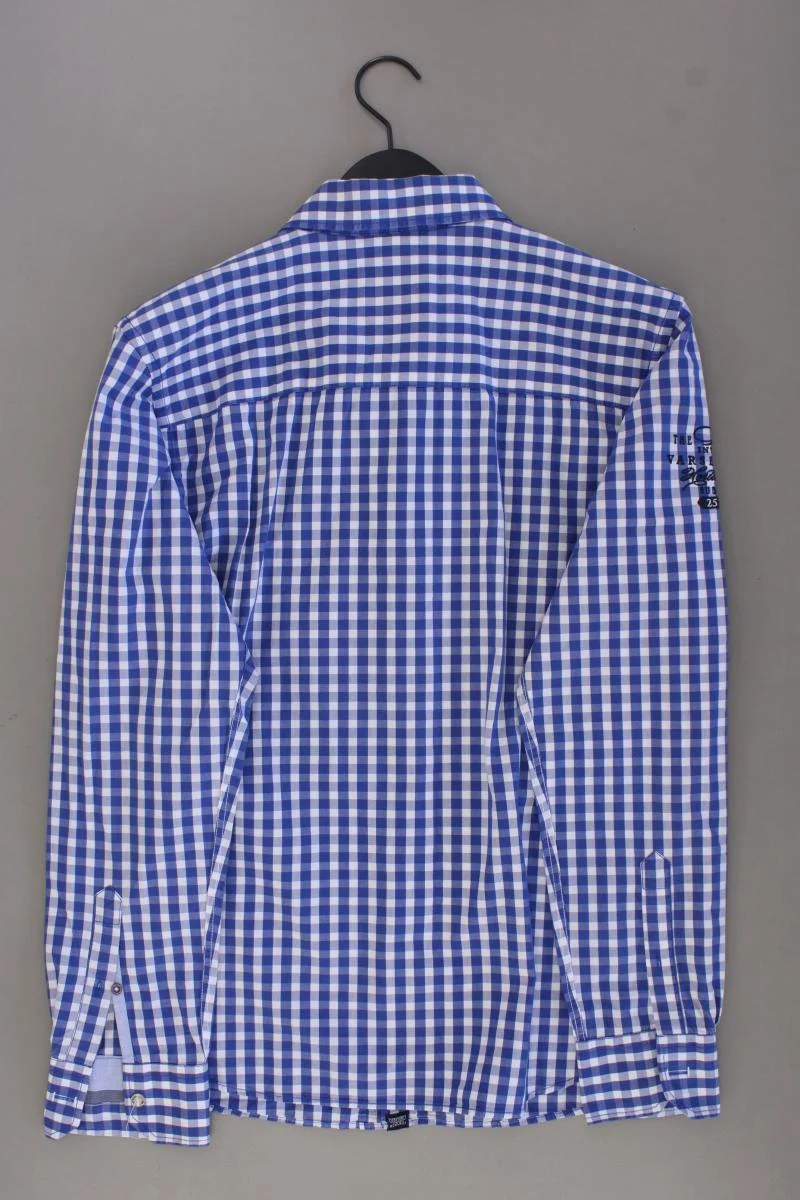 Camp David Karohemd für Herren Gr. M/L kariert Langarm blau aus Baumwolle