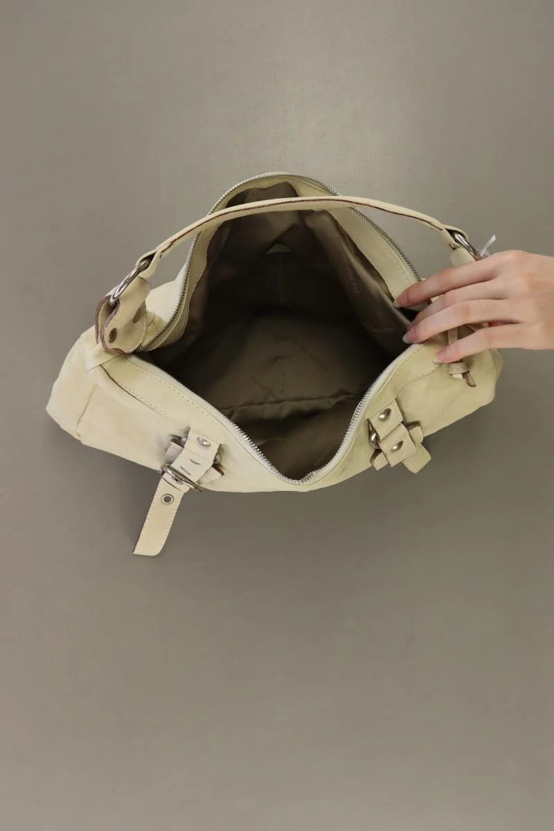 Via Repubblica Schultertasche creme aus Leder