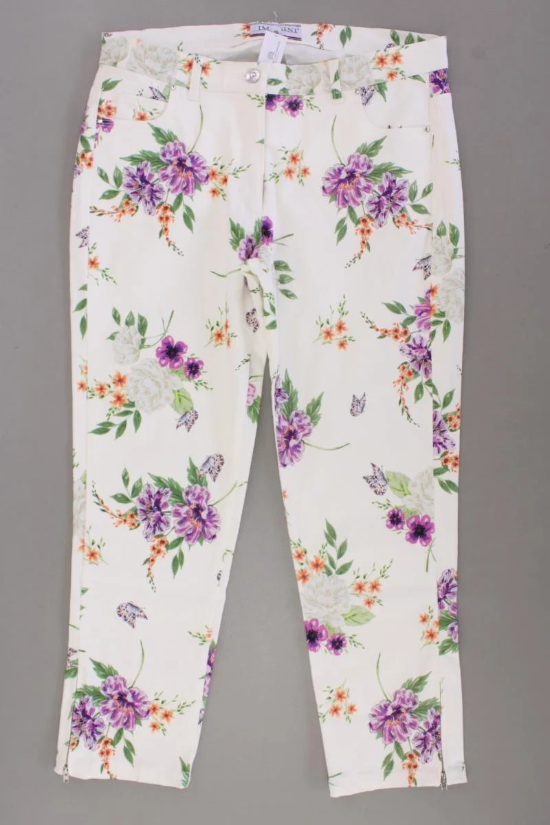 IMAGINI Five-Pocket-Hose Gr. 40 mit Blumenmuster neuwertig creme aus Baumwolle
