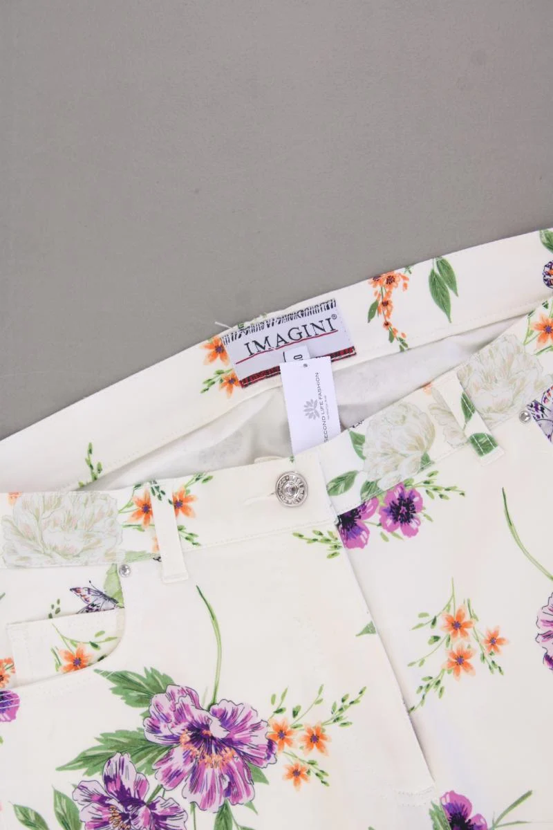 IMAGINI Five-Pocket-Hose Gr. 40 mit Blumenmuster neuwertig creme aus Baumwolle