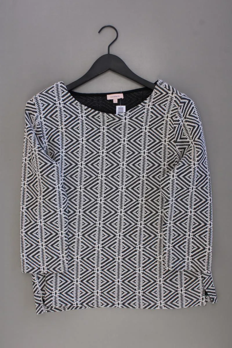 katestorm Feinstrickpullover Gr. L geometrisches Muster grau aus Baumwolle