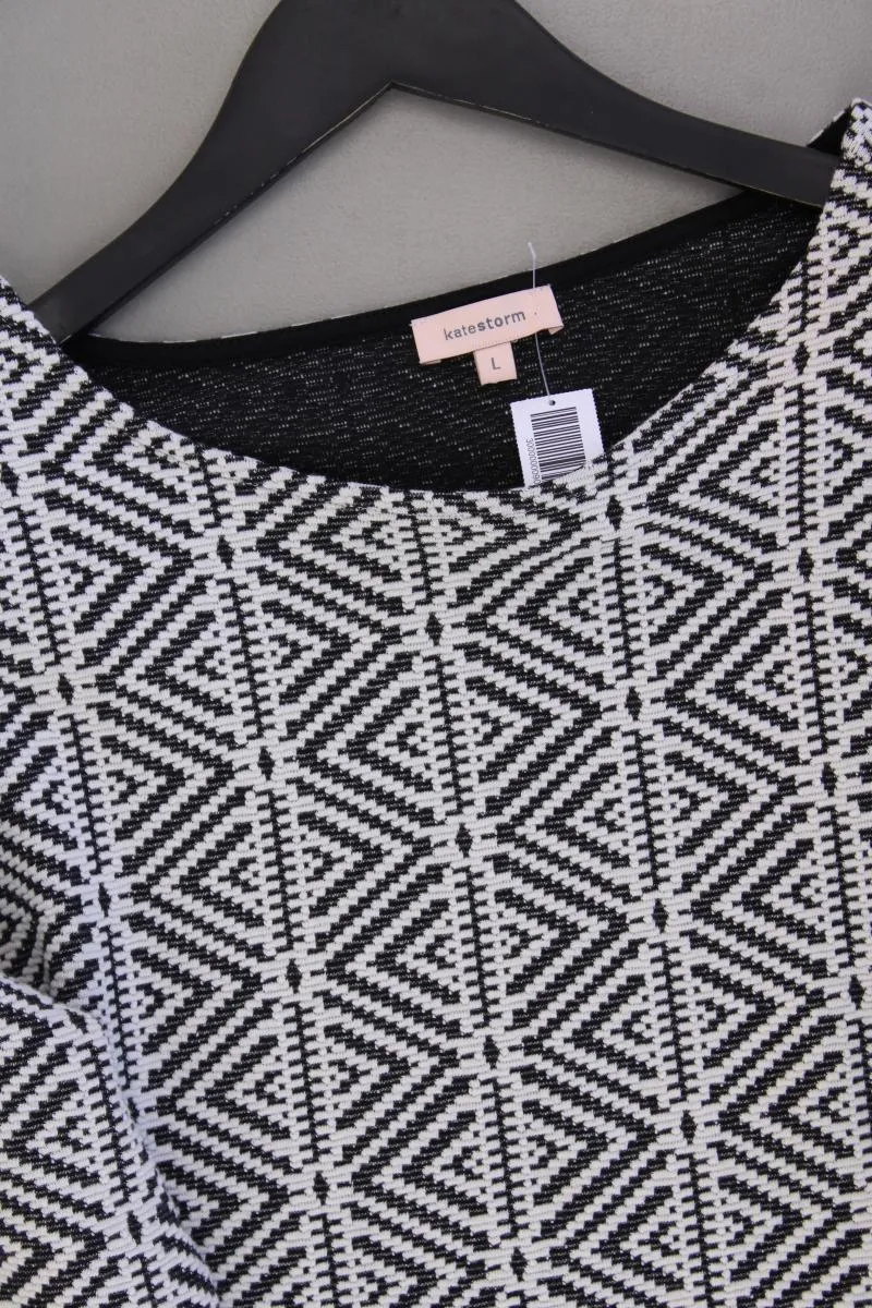 katestorm Feinstrickpullover Gr. L geometrisches Muster grau aus Baumwolle