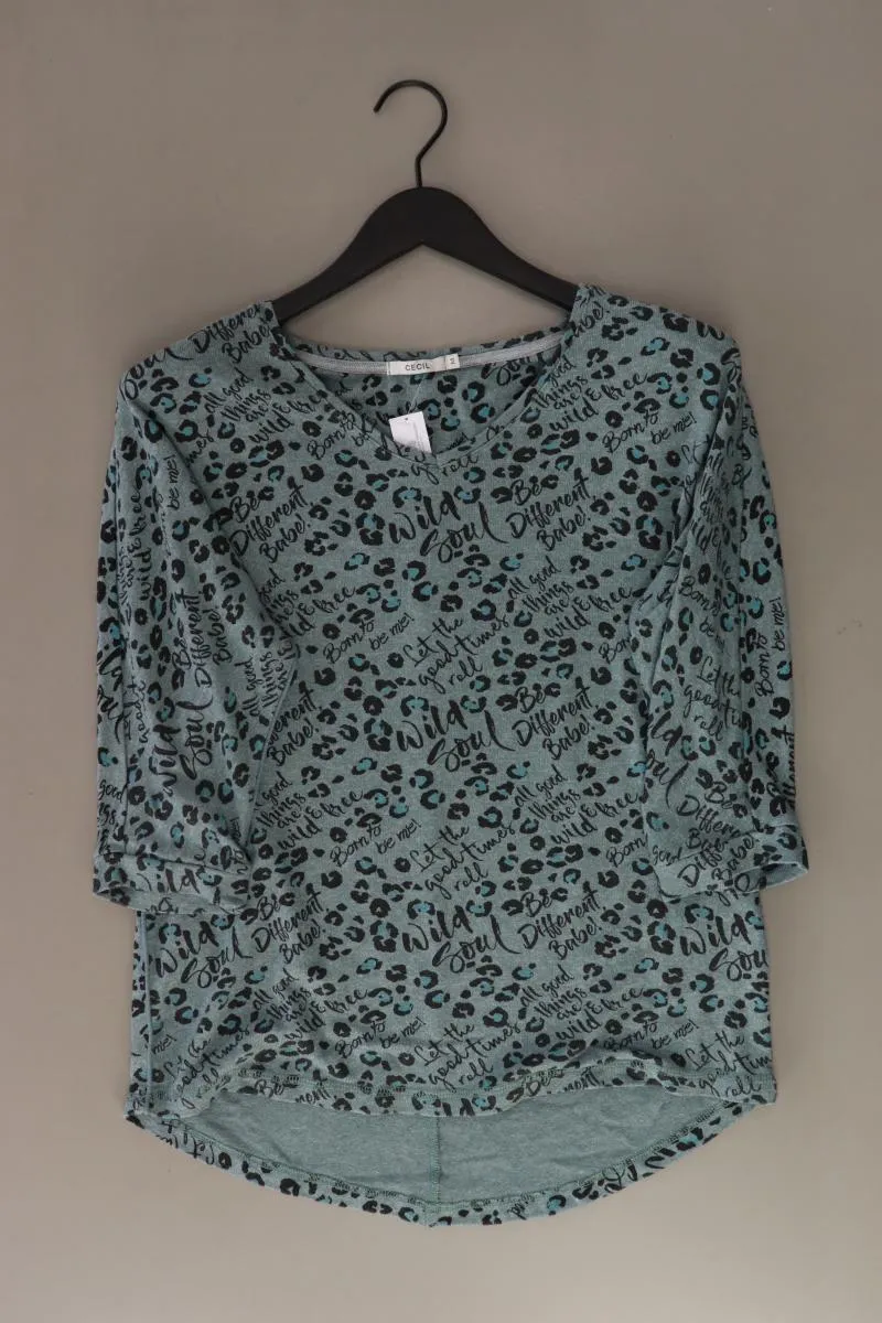 Cecil Feinstrickpullover Gr. M mit Tierdruck türkis aus Viskose