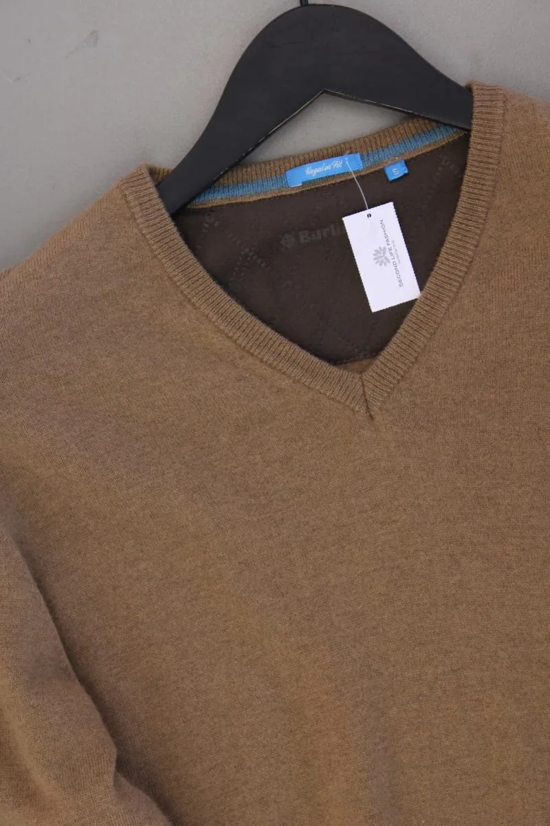 Burlington Wollpullover für Herren Gr. S neuwertig braun aus Schurwolle