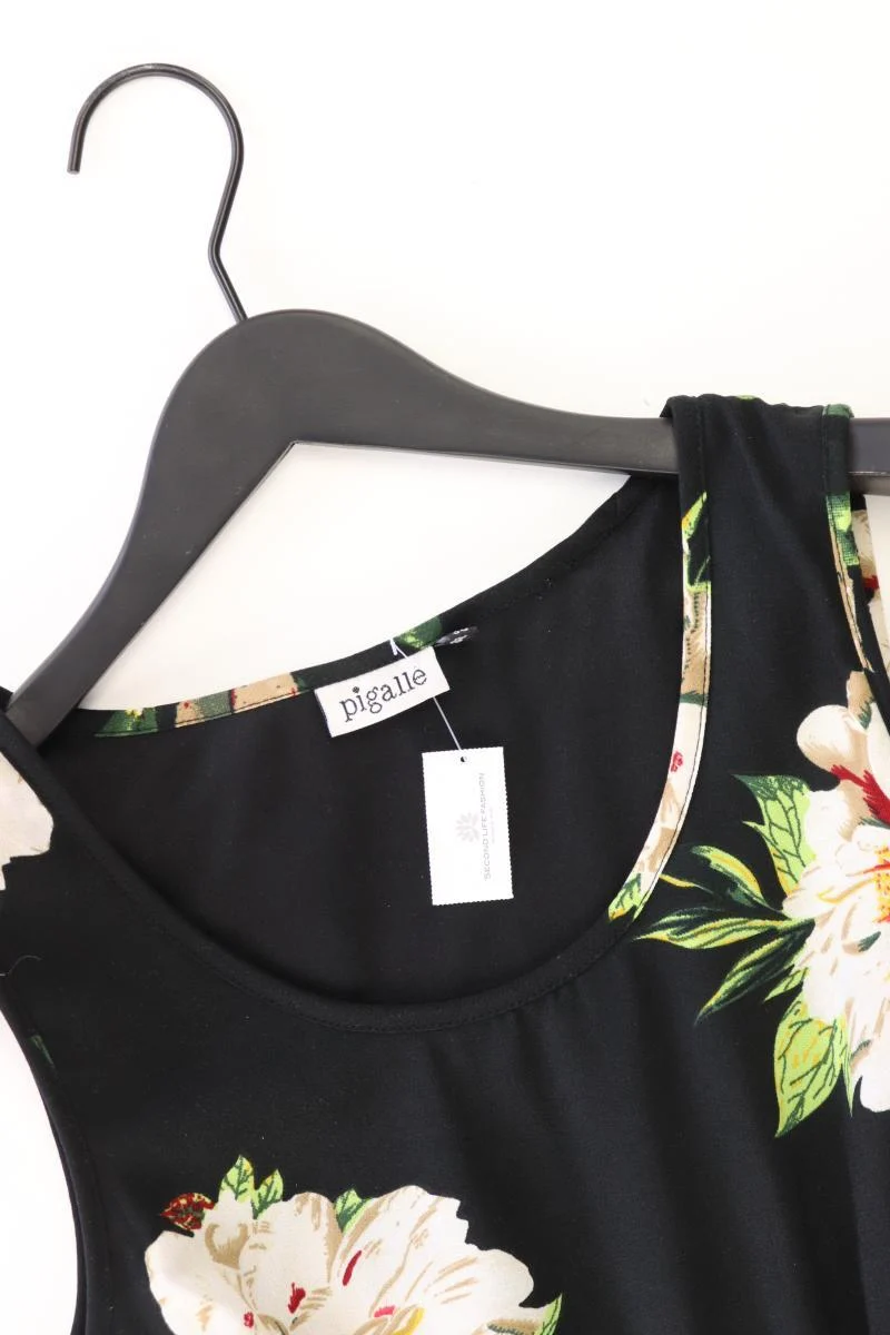 PIGALLE Midikleid Gr. 38 mit Blumenmuster Ärmellos schwarz aus Polyester