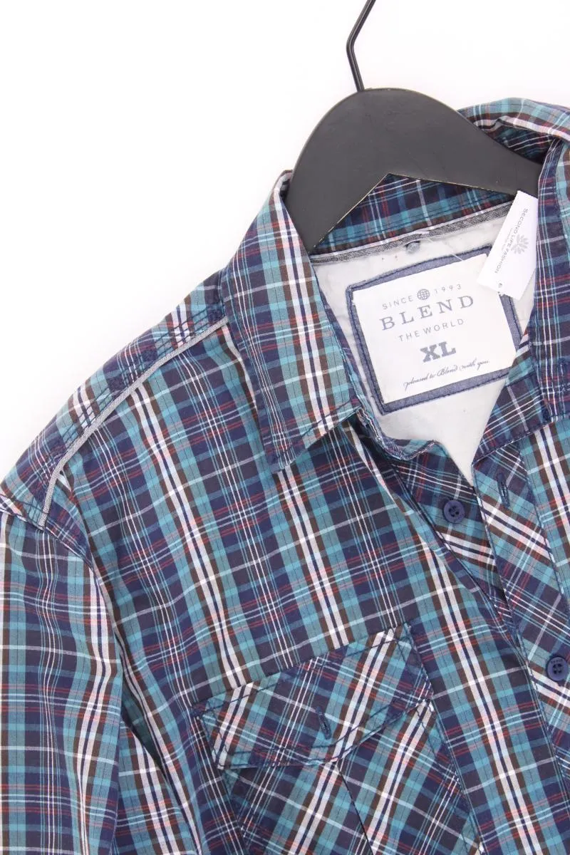 Blend Karohemd für Herren Gr. XL kariert Langarm blau aus Baumwolle