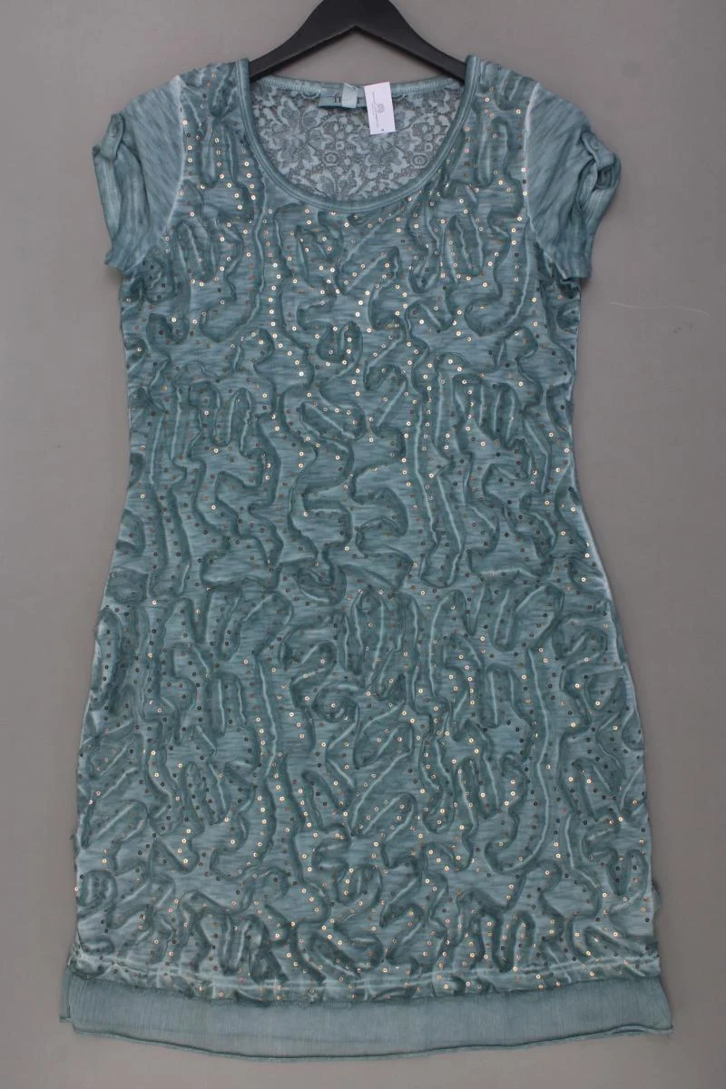 Tesini Kurzarmkleid Gr. 40 mit Pailletten türkis aus Viskose