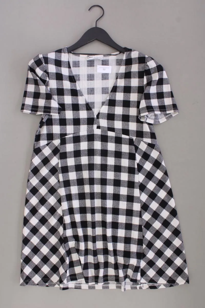 Pull&Bear Kurzarmkleid Gr. M kariert schwarz aus Polyester