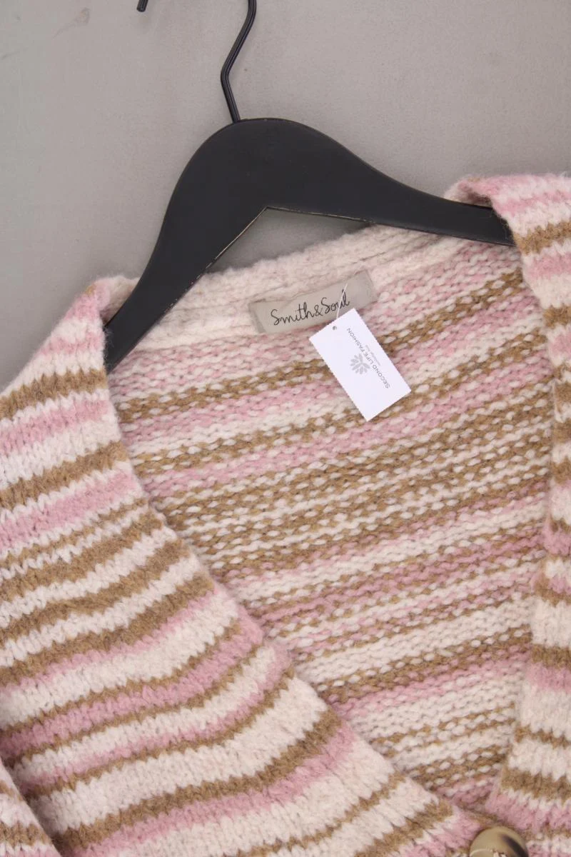 Smith & Soul Strickjacke Gr. M gestreift Langarm rosa aus Polyacryl