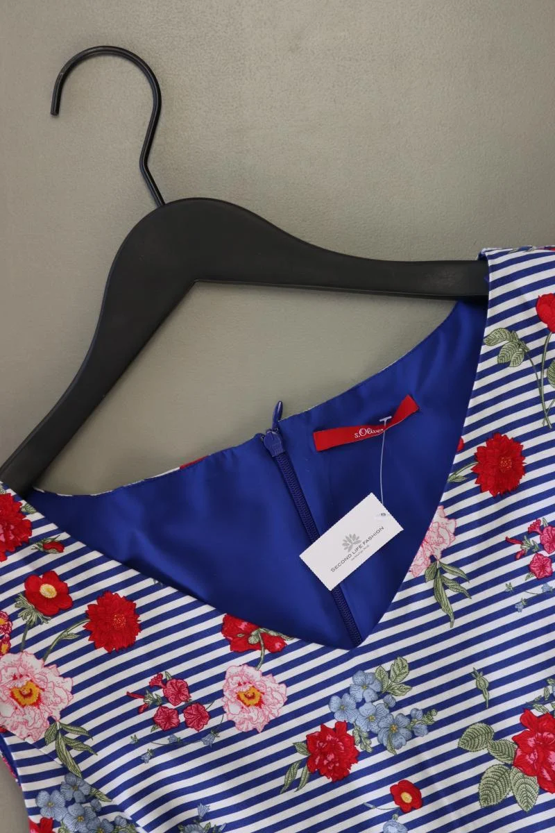 s.Oliver Midikleid Gr. 40 gestreift neuwertig Ärmellos blau aus Polyester