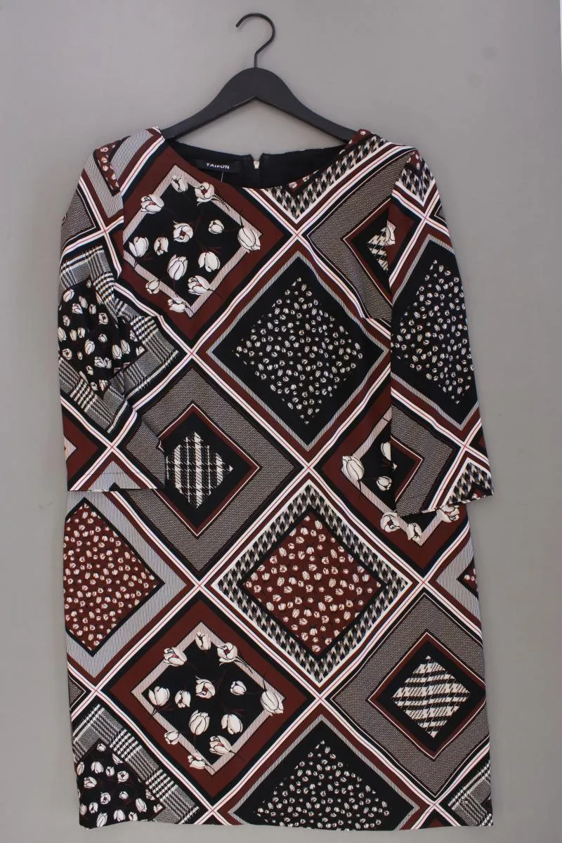Taifun Midikleid Gr. 42 mit Blumenmuster 3/4 Ärmel braun aus Polyester