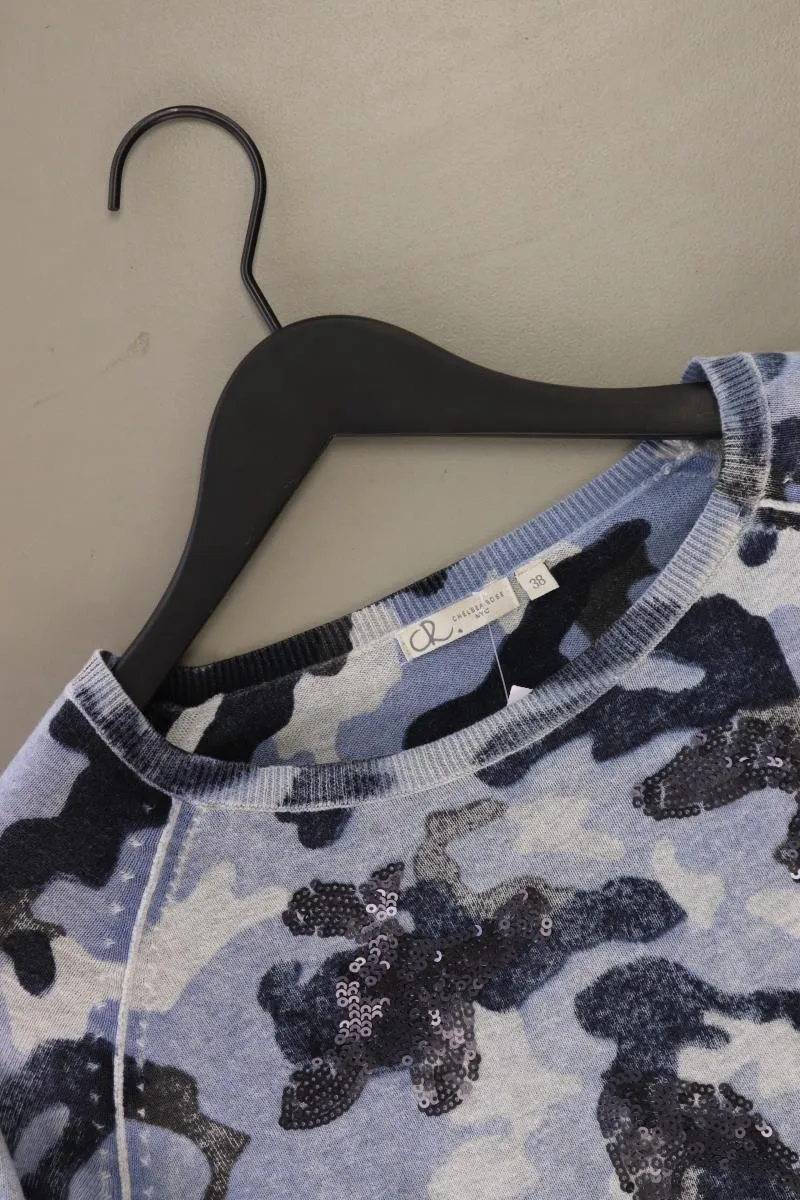 Chelsea Rose Feinstrickpullover Gr. 38 camouflage mit Pailletten blau
