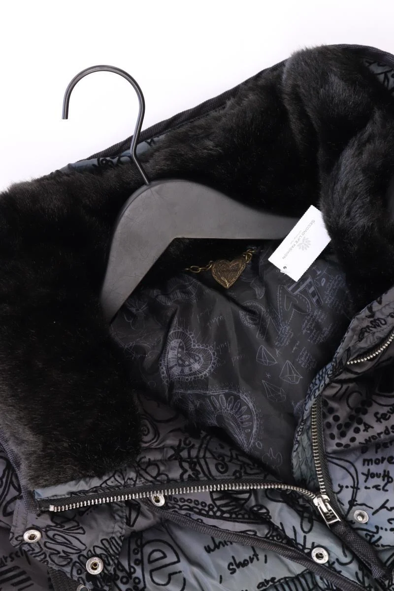 Desigual Winterjacke Gr. 40 mit Gürtel schwarz aus Polyester