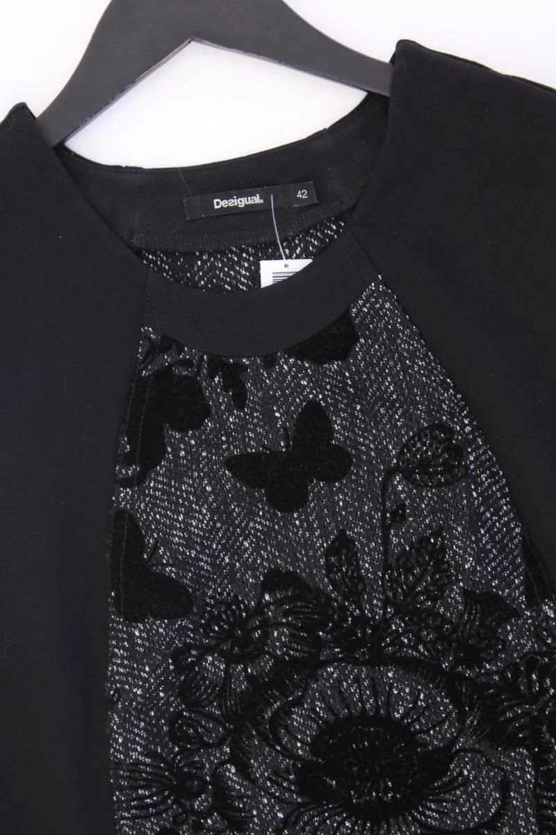 Desigual Etuikleid Gr. 42 mit Blumenmuster Ärmellos schwarz aus Viskose