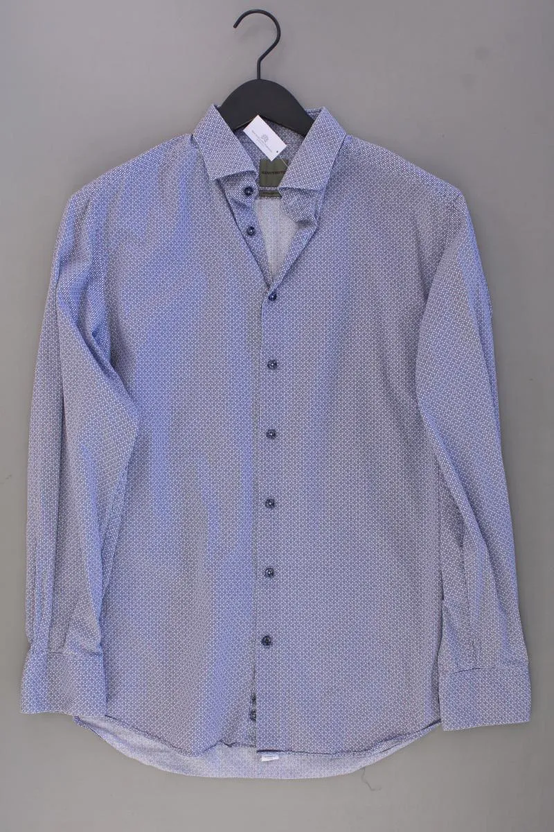 BENVENUTO Langarmhemd für Herren Gr. Hemdgröße 42 geometrisches Muster blau