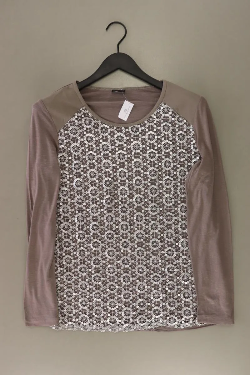 BARBARA LEBEK Longsleeve-Shirt Gr. 42 Langarm mit Pailletten braun