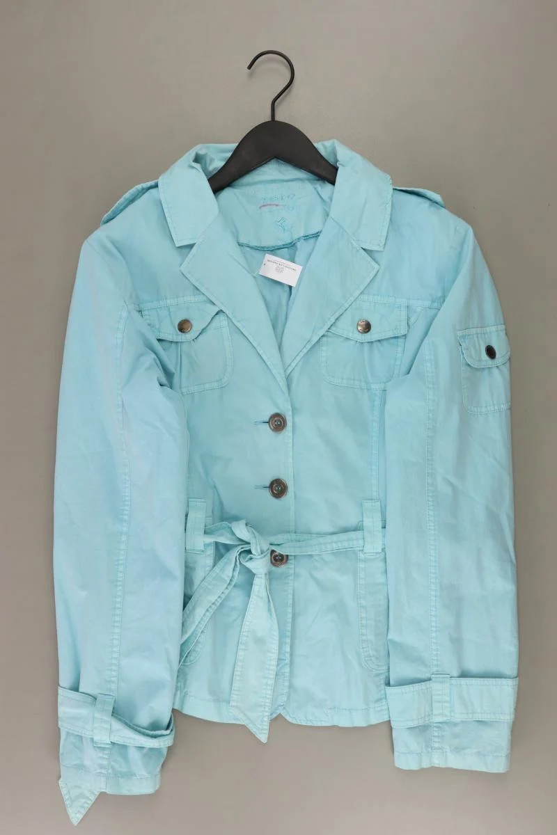 Zero Übergangsjacke Gr. 44 mit Gürtel türkis aus Baumwolle