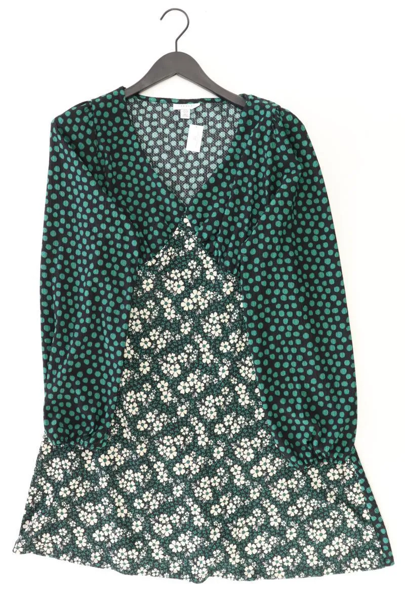 Topshop Langarmkleid Gr. 46 mit Blumenmuster grün