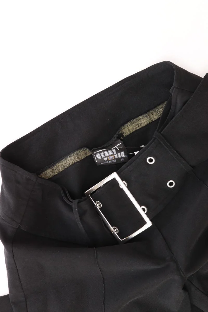 Hose Gr. 38 mit Gürtel Vintage schwarz aus Polyester