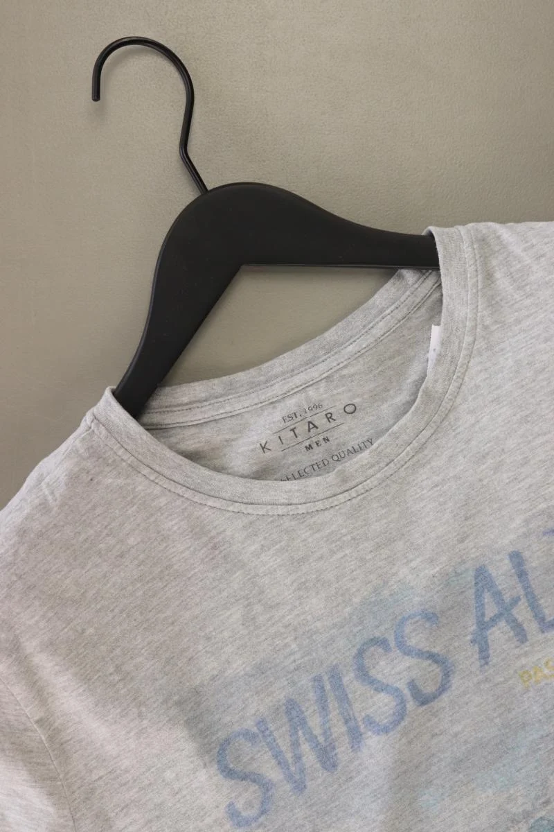 Kitaro Printshirt für Herren Gr. L Kurzarm grau aus Baumwolle