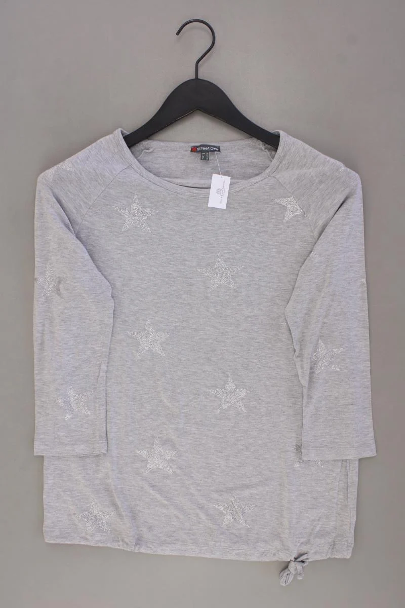 Street One Shirt mit Sternenmuster Gr. 36 neuwertig 3/4 Ärmel grau