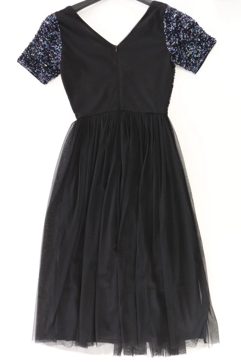 LACE&BEADS Abendkleid Gr. UK 8 (XS) Kurzarm mit Pailletten schwarz aus Polyester