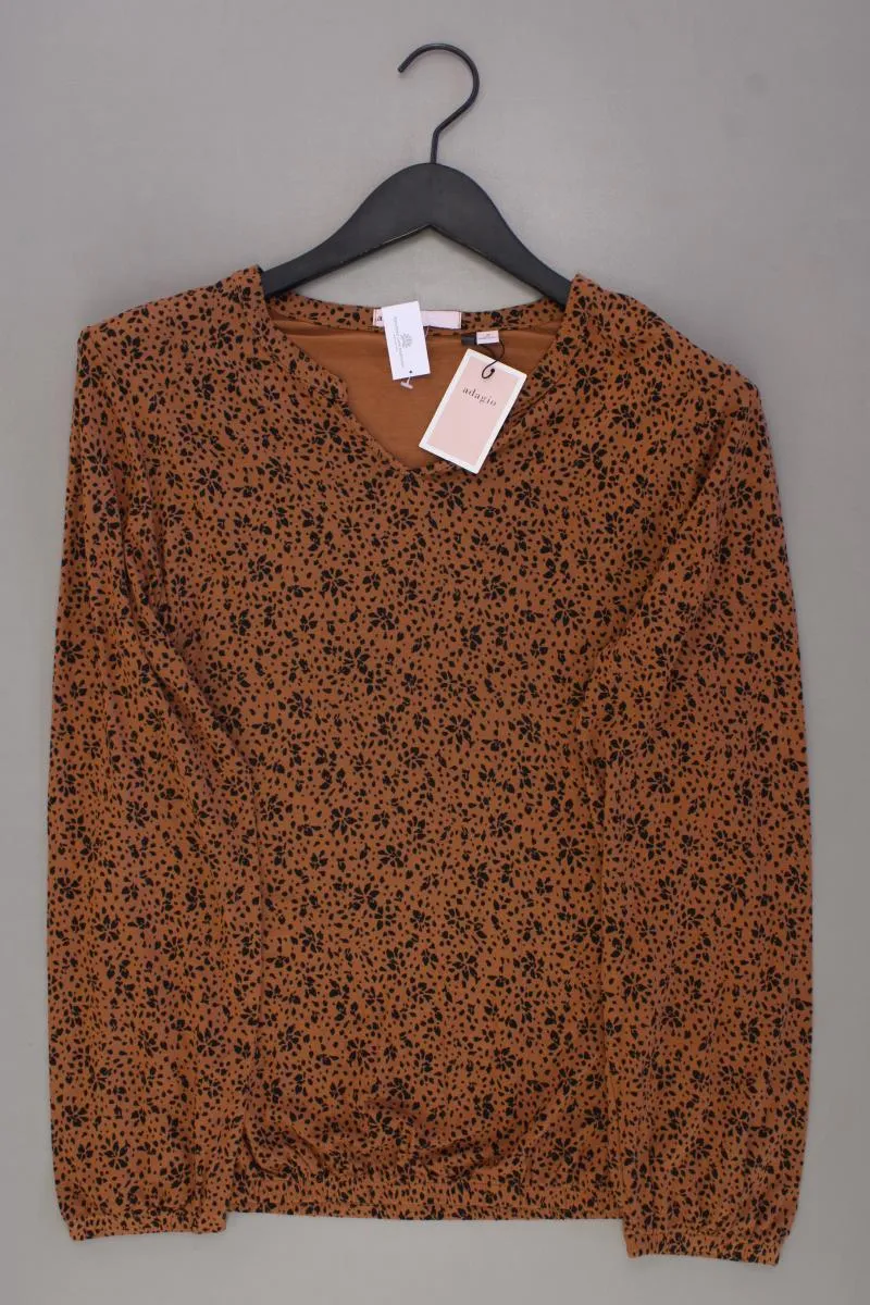 Adagio Shirt mit V-Ausschnitt Gr. 38 neu mit Etikett Langarm braun