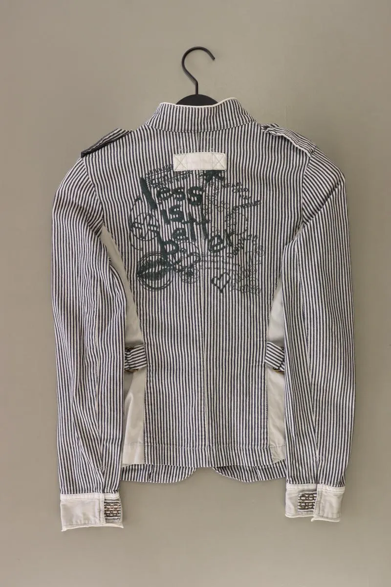 Desigual Übergangsjacke Gr. 38 gestreift grau aus Baumwolle