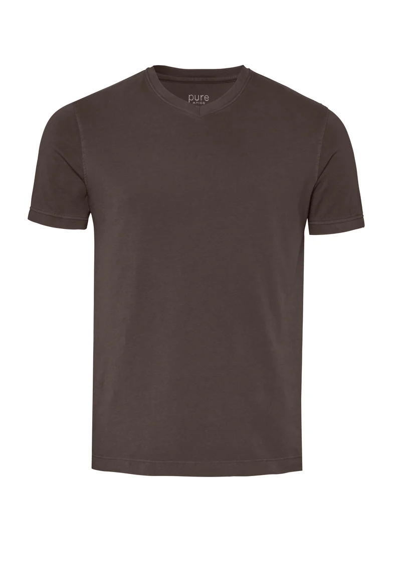 6006-92977 - T-Shirt V-Neck slim fit - braun