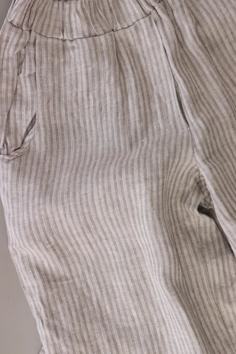 Von Kittel Leinenhose Gr. XS gestreift grau