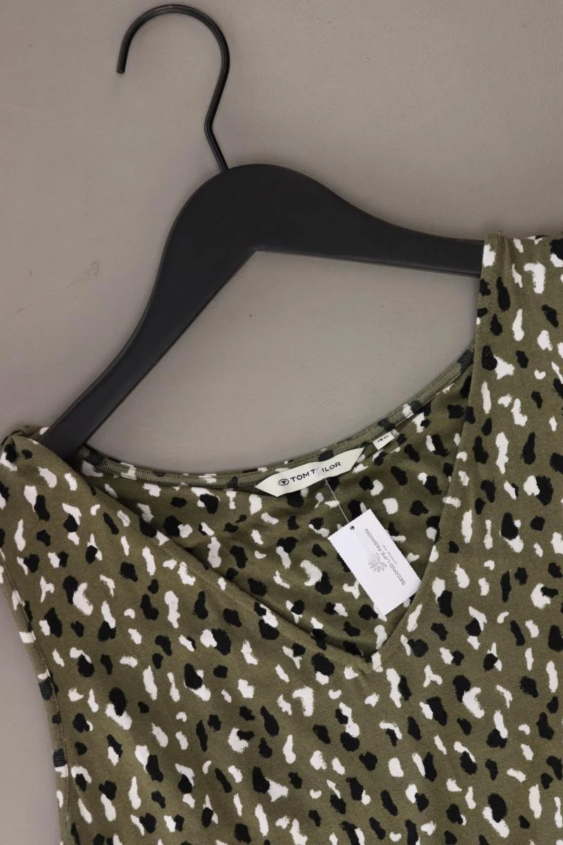 Tom Tailor Stretchkleid Gr. 40 mit Tierdruck Ärmellos olivgrün aus Viskose