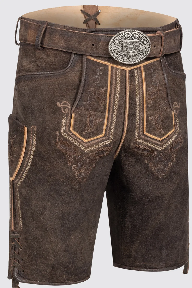 Herren Lederhose - ROGER - Trachtenhose - Krüger Buam - mit Gürtel - 962066-000-0007