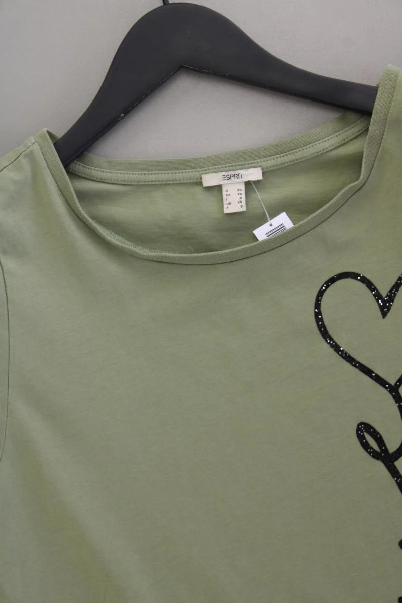 Esprit T-Shirt Gr. XS Kurzarm olivgrün aus Baumwolle